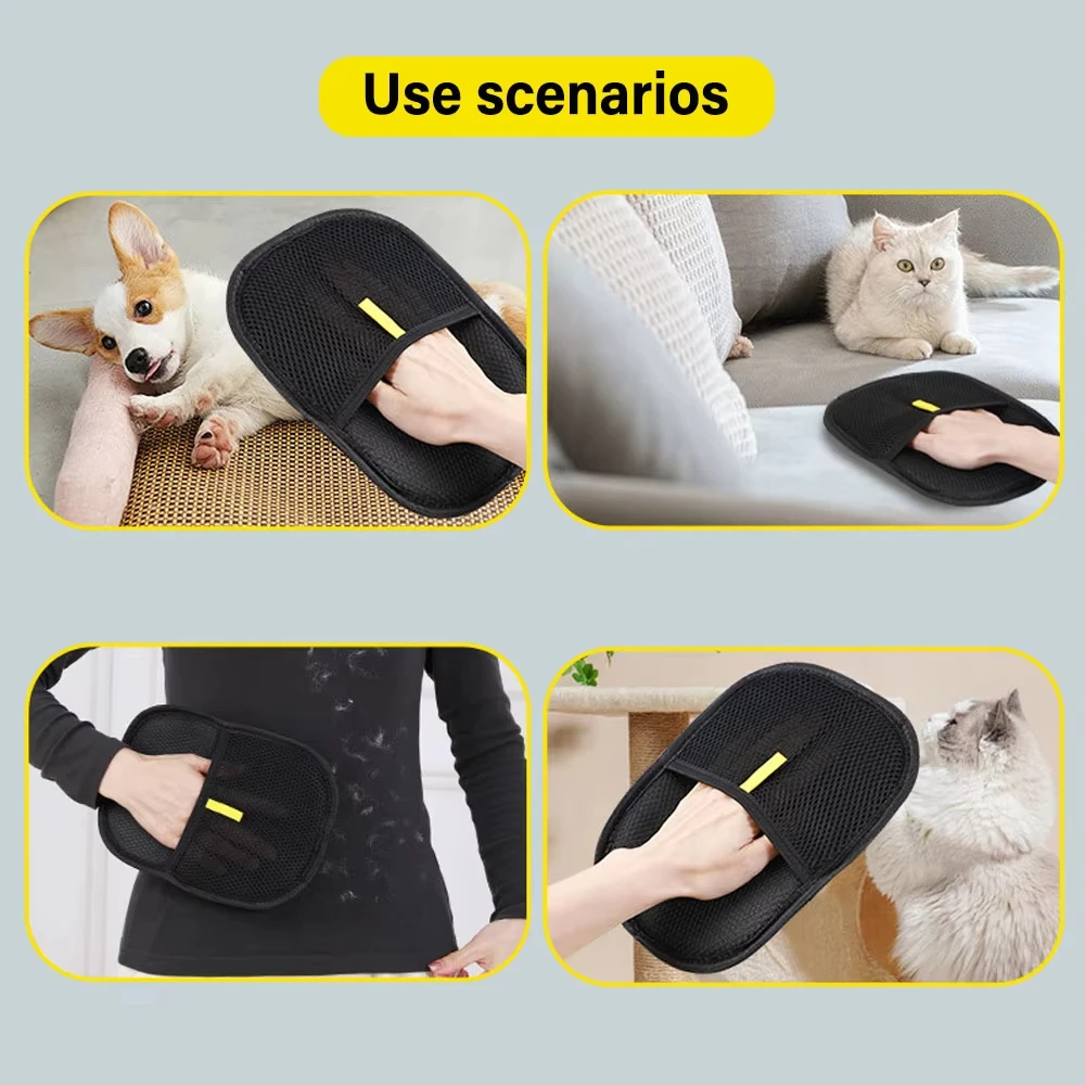 Pet Grooming Gloves Pet Hair Remover Static Dedusting Brush Removing Dog Cat Hair From Sofa Carpet Clothes Gloves Dog Supplies view 5