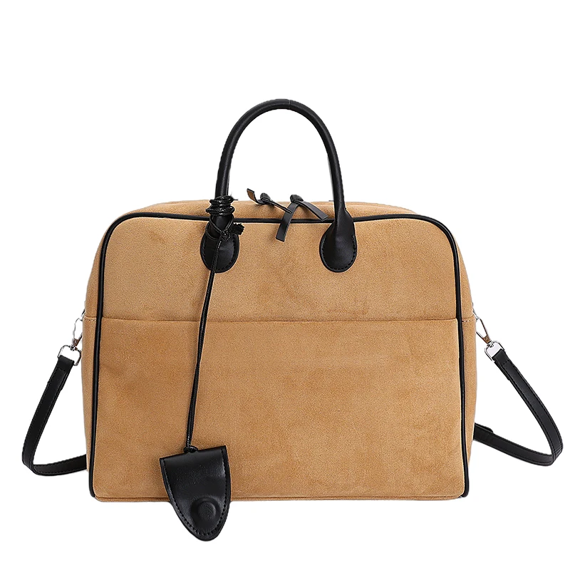 فو الجلد المدبوغ رمادي داكن ريترو حمل الحقائب للنساء بلون سعة كبيرة التنقل تنوعا حقيبة كتف عادية حقيبة يد كلاسيكية #6