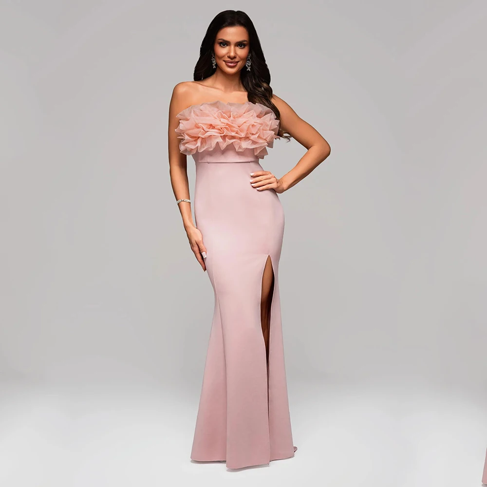 

DRESS FORU Classic Evening Dresses Jersey for Floor-Length Strapless Sleeveless Prom Dress Mermaid Vestidos De Fiesta Customized