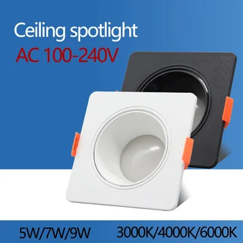 10pcs Downlight energy saving ceiling spot LED 5W 7W 9W angle adjustable rotating AC220V 120V indoor lighting white color