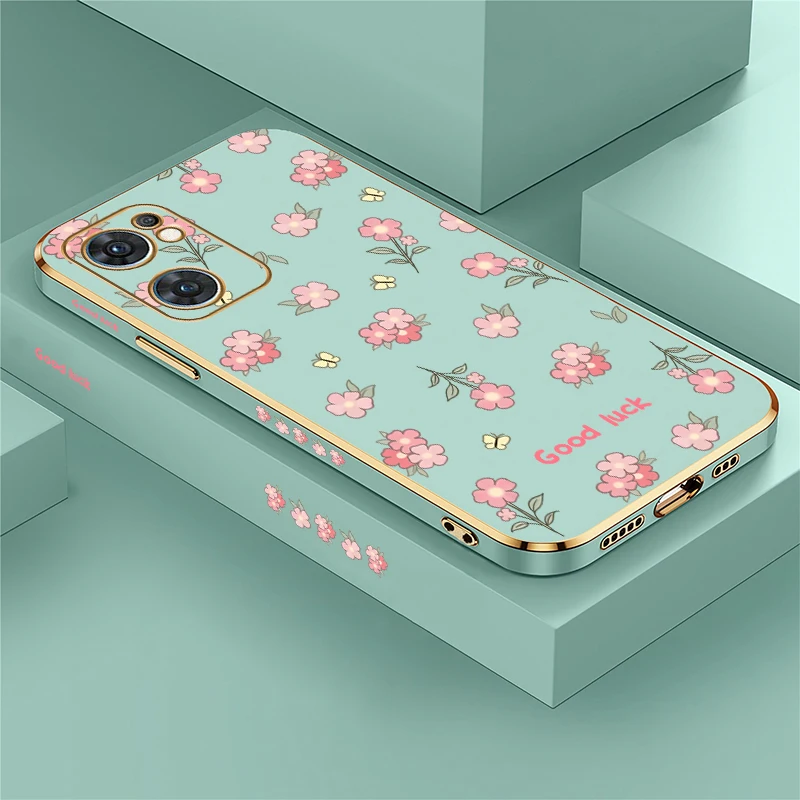 Soft Silicone Case For OPPO K10X K 10X Fashion Flower Cases For OPPO K9 K3 K10X R17 Pro Plating Shockproof Back Cover