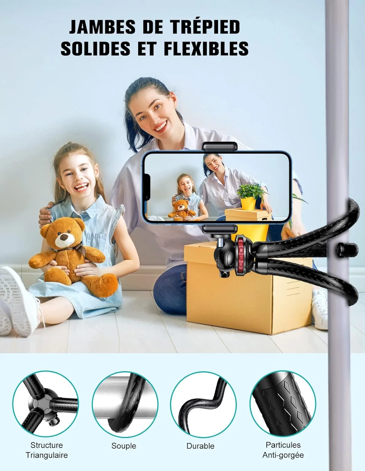 Tripod For Phone Flexible Sponge Octopus Mini Tripod For IPhone Samsung Xiaomi Huawei Mini Camera Tripod Phone Holder Clip Stand