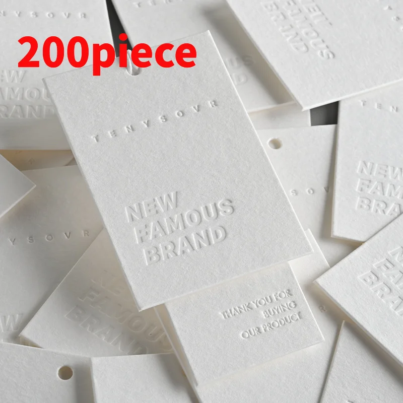 20 0piece.Custom logo embossed matte finishing hot stamping luxury hangtag clothing tags