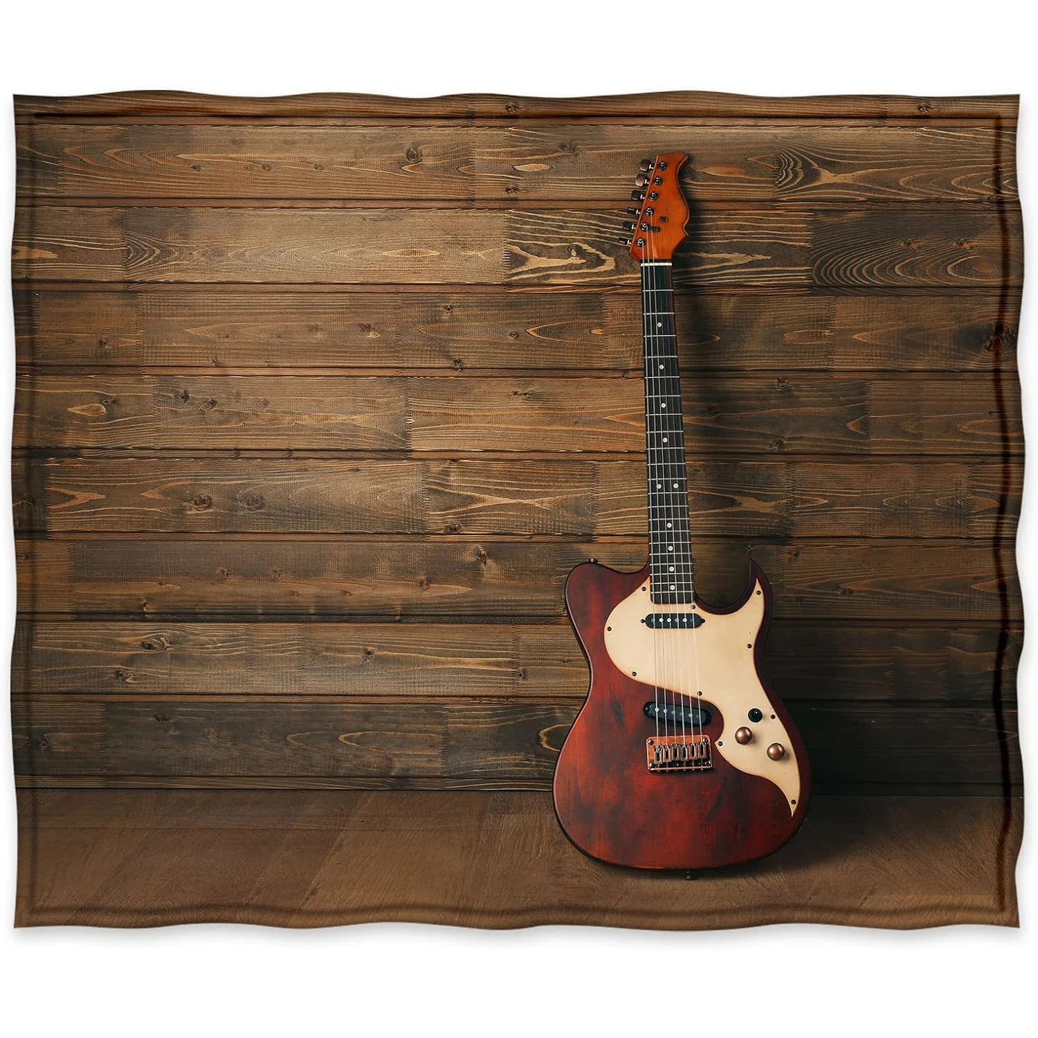 Music guitar gift blanket, music guitar gift adult and children's guitar technique blue velvet blanket, Christmas and birthday