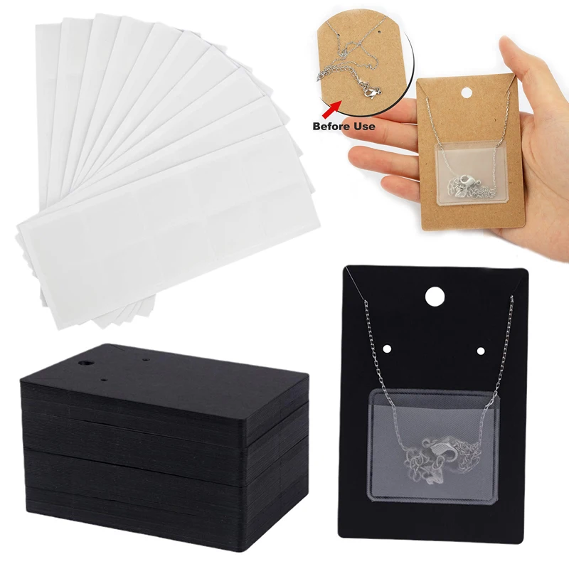 

20 комплектов карточек для демонстрации ожерелья с самоклеящимися держателями, браслеты, картонные пластиковые пакеты для изготовления ювелирных изделий своими руками