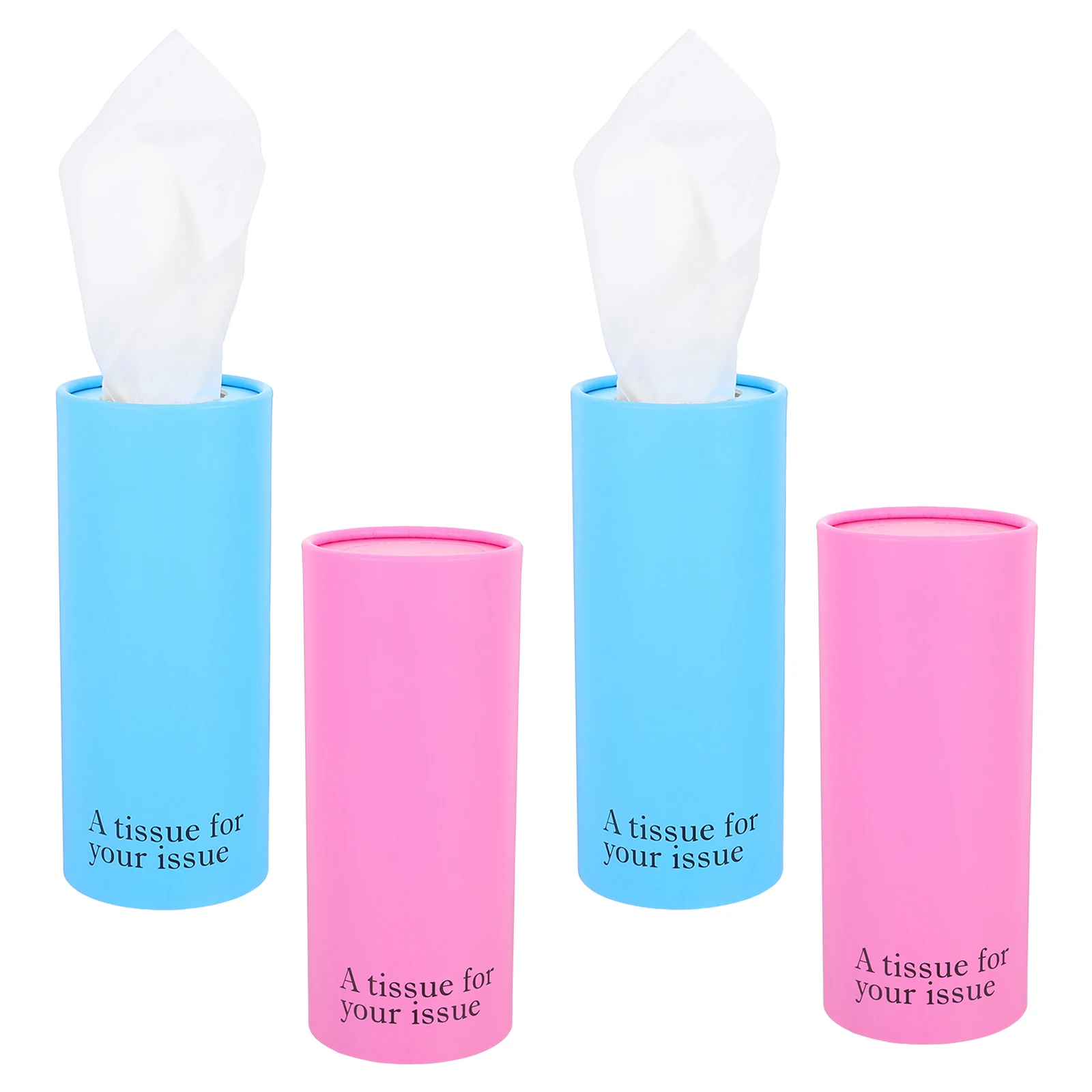

4pcs Car Cup Holder Round Portable Cylinder Refillable Car-Mounted Tube Tissue Container Travel Use Soft Wood Pulp Tissues