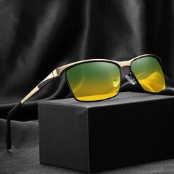 -100 -150 Two-Tone Lens Polarized Sun Glasses Men Night Vision Driving Rectangular Sunglasses Optical Prescription Customization