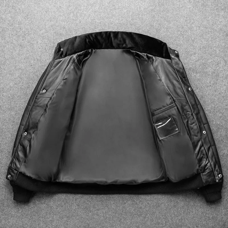 Bao Da Chính Hãng Áo Khoác Nam Xuống Cotton Lót Parkas Nam Da Cừu Thật Áo Khoác Người Slim Dày Thu Đông 2022 mới Jaqueta