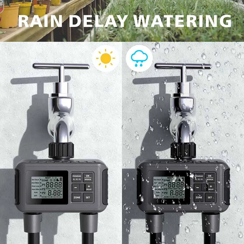 Garden Watering System 3 Separate Timing Programs Water Timer 2 Outlet Garden Irrigation System Controller