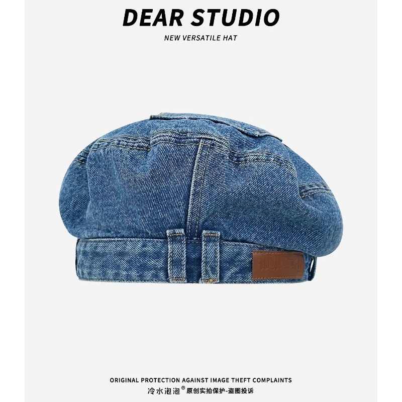 Harajuku Style Niche Design Retro Denim Berets for Women Spring and Autumn Travel Casual Versatile Classic Painter Hats Men