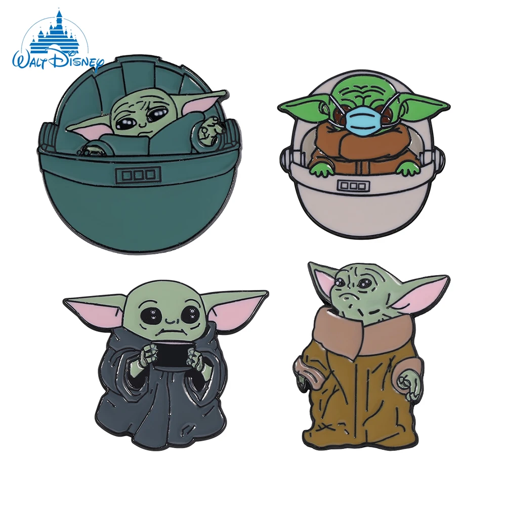 

Disney Classic Movie Star War Button Brooch For Bag Fashion Decoration Cute Yoda Baby Grogu Enamel Lapel Pin Badge For Fans