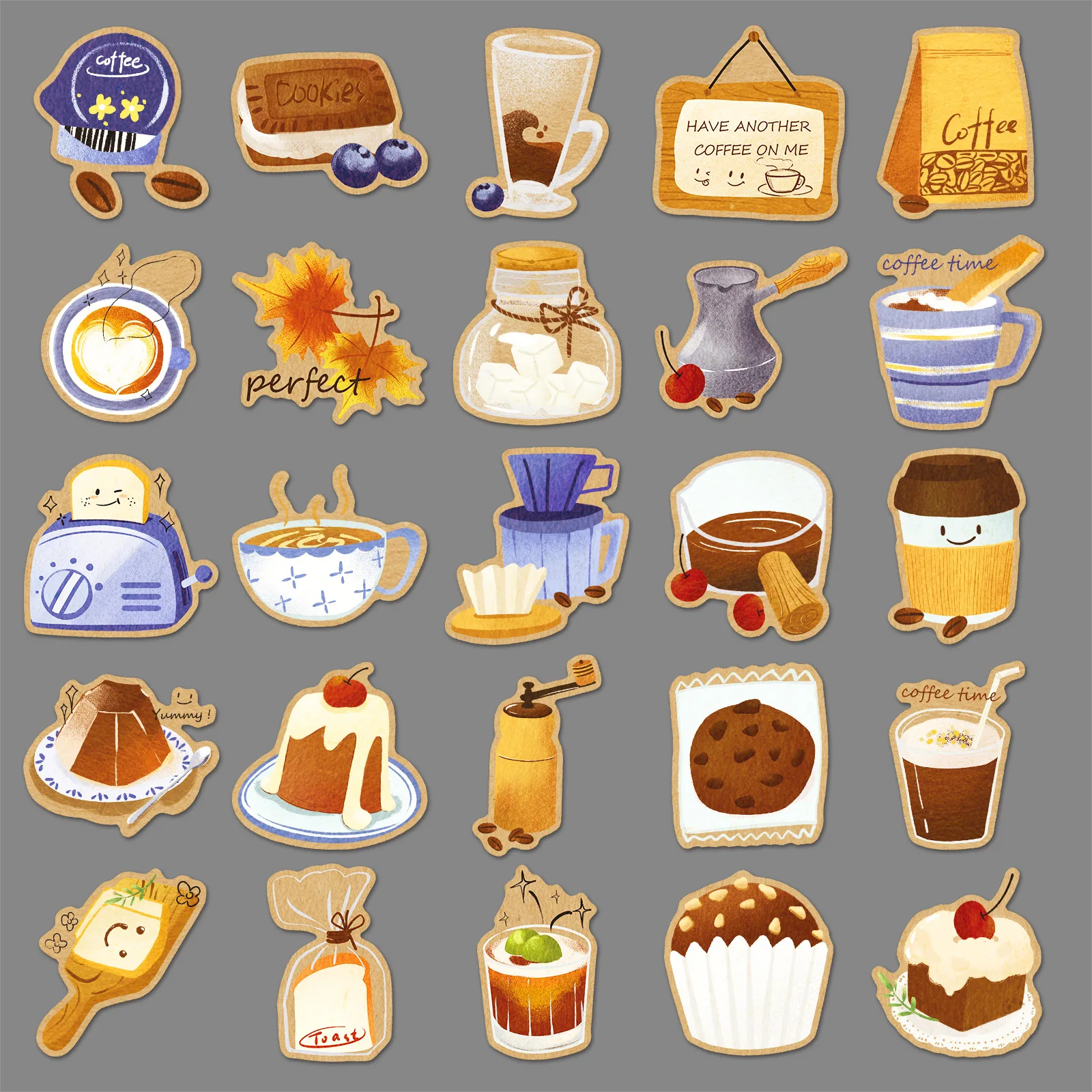 10/30/50 قطعة ملصقات الكتابة على الجدران القهوة الكرتون مرسومة باليد ملصقات الزخرفية الإبداعية DIY بها بنفسك الغيتار الهاتف كوب ماء سكيت