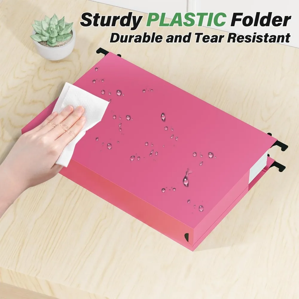 مجلدات ملفات معلقة بلاستيكية شديدة التحمل، توسيع 2 بوصة، 12 عبوة مع علامات تبويب لملفات المكتب #2