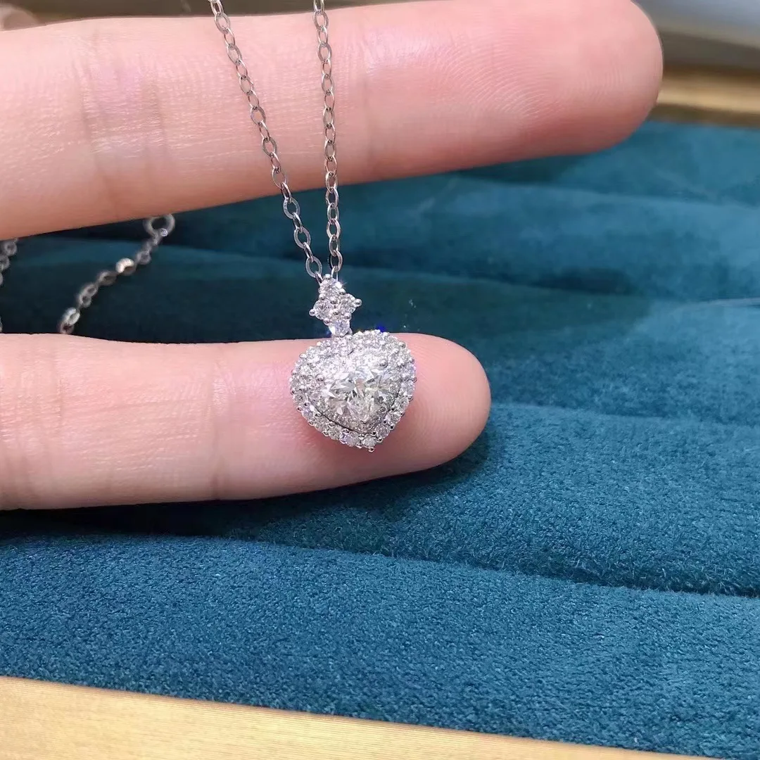 PT950 micro-set diamond necklace for women - Luxury, niche, minimalist heart-shaped pendant