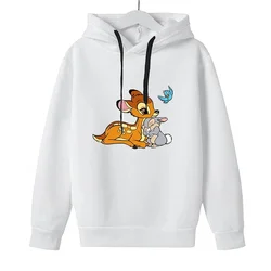 Disney Bambi Boys and Girls 2024 Autumn/Winter Fashion New Street Top Hoodie Youth Harajuku Loose Cotton Hoodie Sweatshirt