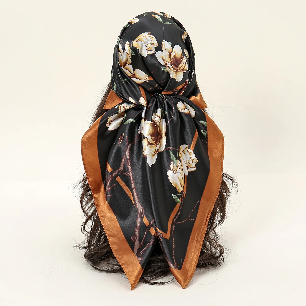 

Mother's Day Romantic Flower Square Scarf Mom Silk Scarf Silk Feel Scarf Sunscreen Travel Shawl Temperament Versatile