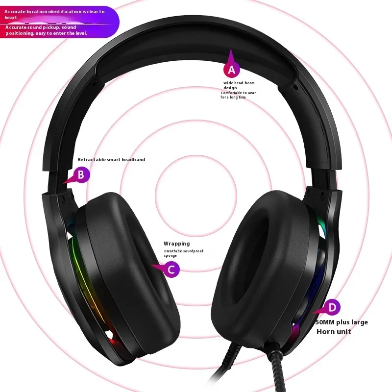 RGB Gaming Headset Wired 7.1 Stereo Channel Headset Bass Earphone Headphone With Mic For Computer Pc Gamer Noise Cancelling