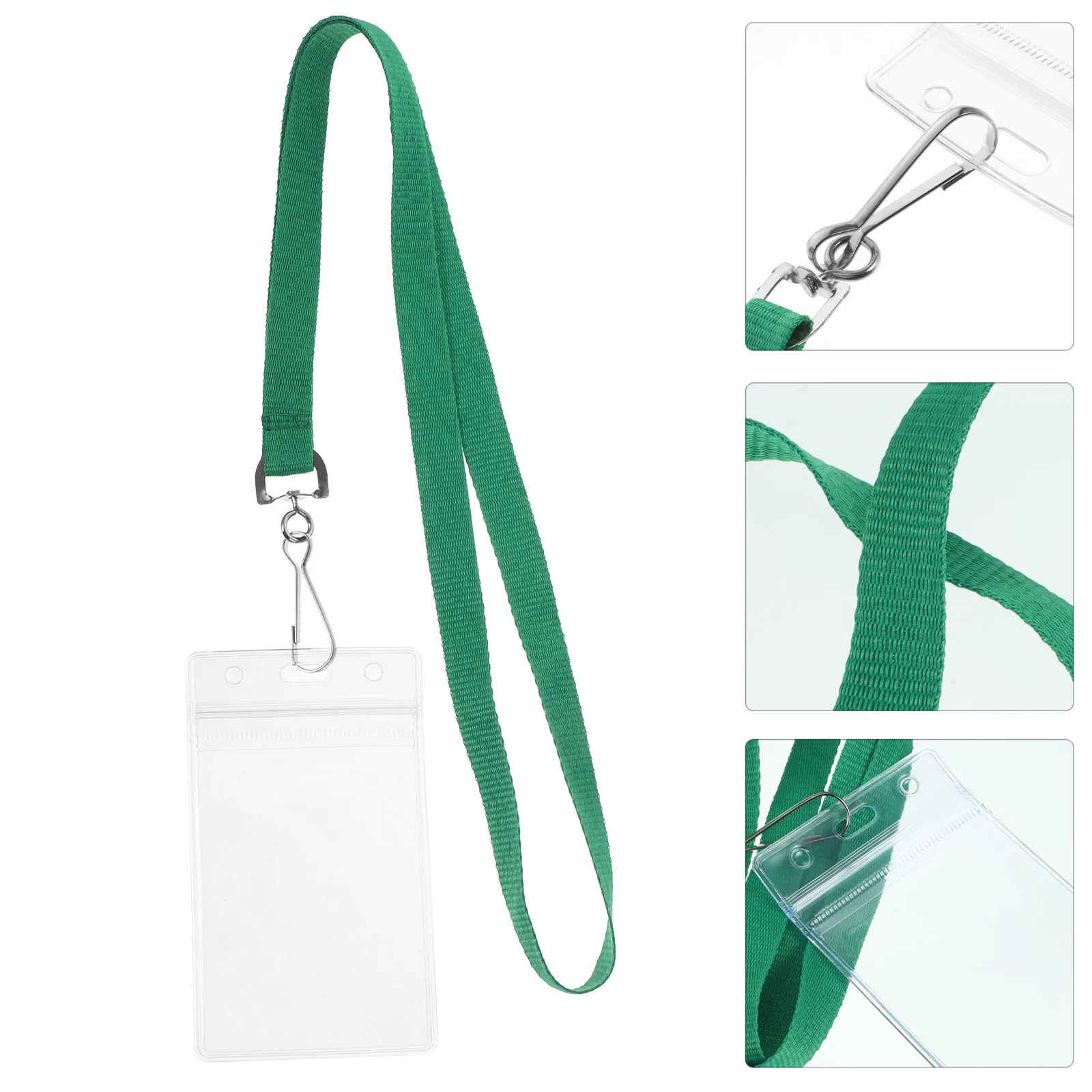 5 Set Tempat Kartu Vertikal Tali Gantungan Kartu Identitas Transparan Pvc Zinc Alloy Pelindung Untuk Foto Game Kartu Pos