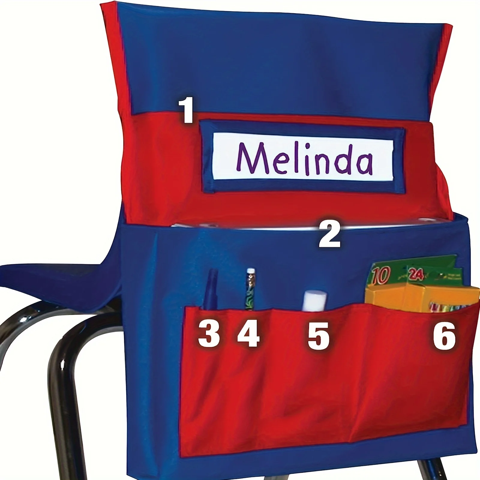 حقيبة معلقة خلفية للكرسي، حقيبة تخزين خلفية للكرسي مع جيب لبطاقة الاسم، حقيبة تخزين خلفية للكرسي، تخزين كيس مقعد كرسي الفصول الدراسية #3