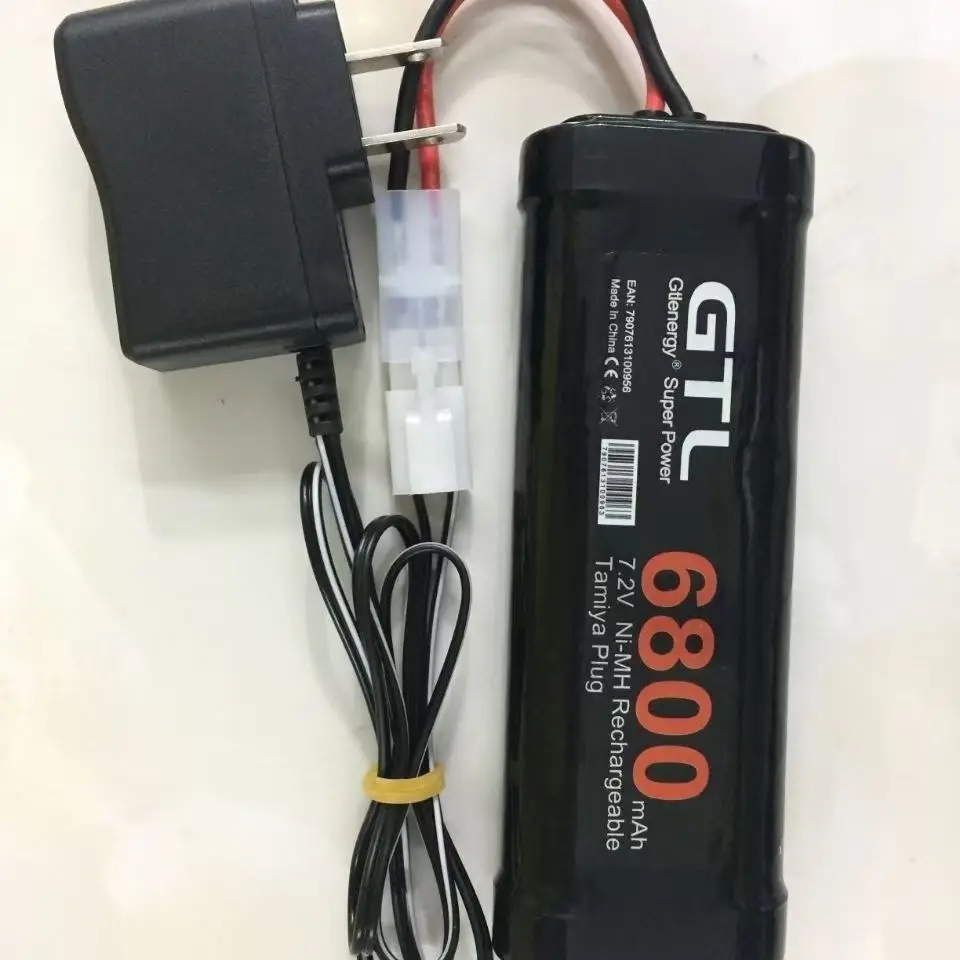 بطارية جديدة 7.2 فولت 6800 مللي أمبير في الساعة NiMH حزمة بطارية RCcar شاحنة Bugibot خزان ni mhBattery مصدر طاقة العشاء الرمادي ، مع موصلات Tamiya