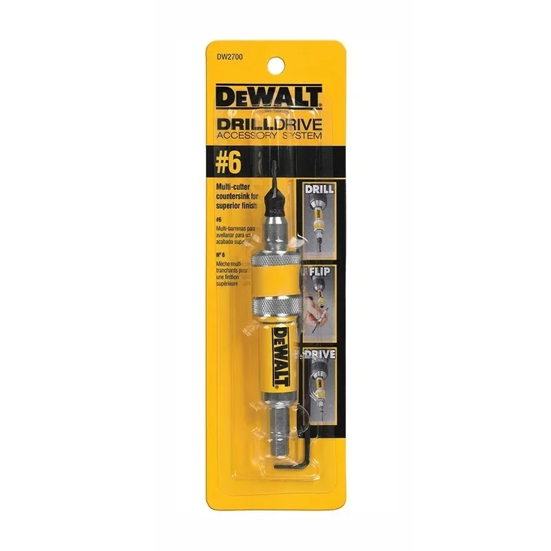 DEWALT DW2700 DW2701 DW2702 Unità completa per trapano a vibrazione # 6 # 8 # 10 Accessori per punte da trapano per legno svasatore 2 in 1 da 6 mm 8 mm 10 mm