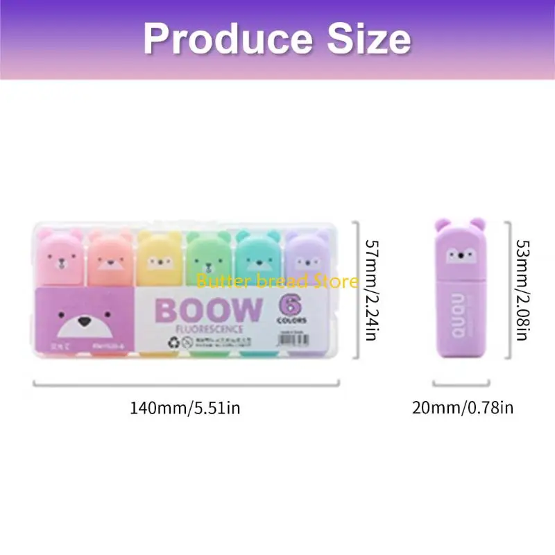 W89C 4/5/6 kleuren Cartoon markeerstift Pen Mooie markeerstoffen Markers Fluorescerende pen Bijbel Marker Pen