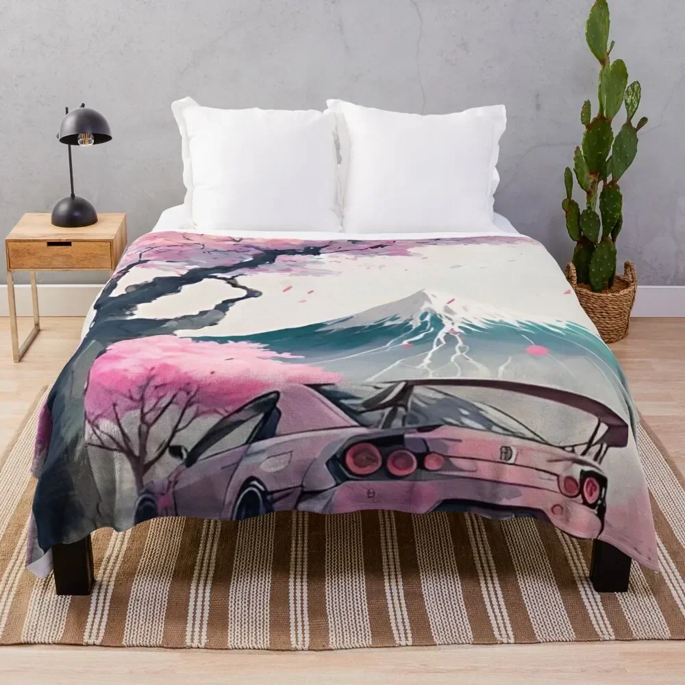 Supercar and sakura Throw Blanket Sofa Throw Soft Plaid Blankets For Sofas Blankets