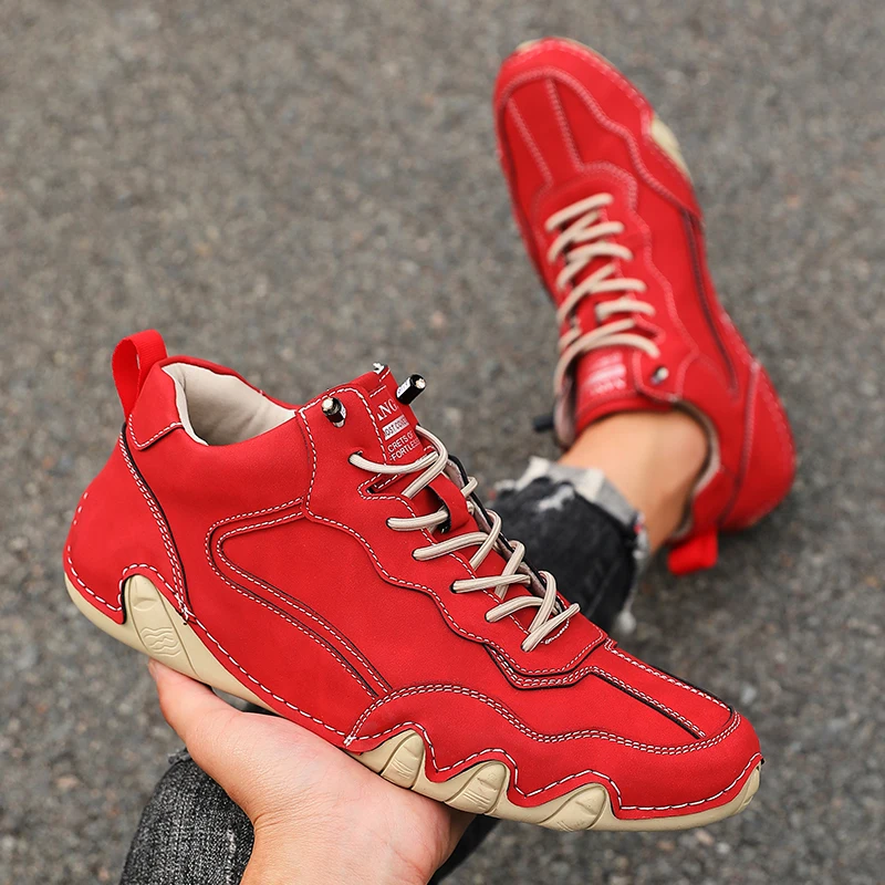 Men's sports shoes 2025 new flat running Boots brand high-quality anti slip hiking shoes men's rubber soled outdoor hiking shoes