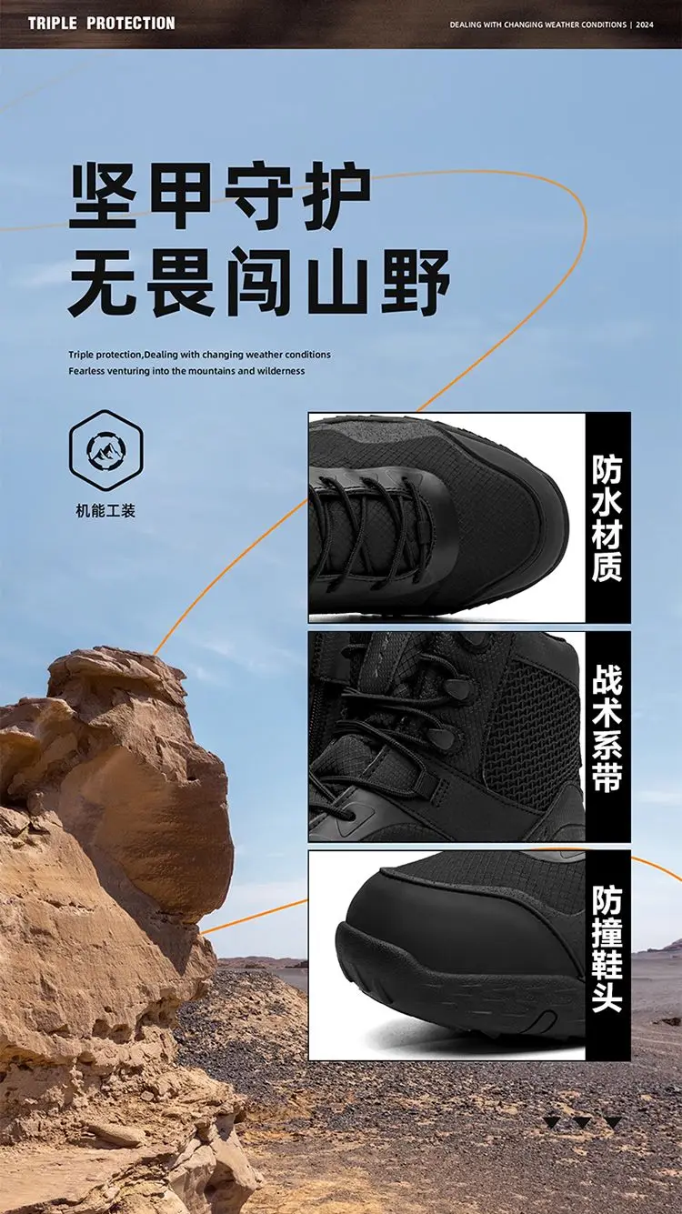 

Winter Waterproof Platform Mens Boots Mens Leather Safety Work Mens Shoes Brand Designer Lace Up Rubber Biker Ankle Boots