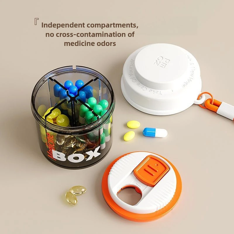 

Mini Pill Cup 4 Grids Tablet Pill Organizer Daily Pill Container Anti-Mix Moisture-proof Large Capacity Portable Medicine Bottle