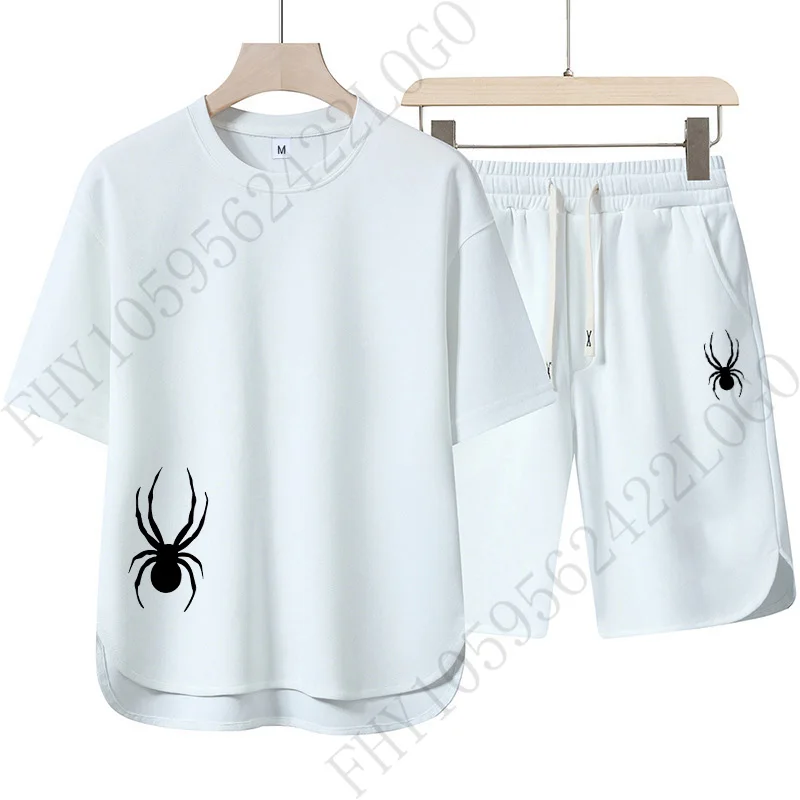 

Summer new men's casual short-sleeved round neck T-shirt + shorts two-piece fashion breathable short-sleeved sports suit