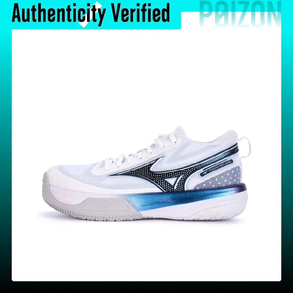 Mizuno NEO JUMP Cushioning Slip Resistant Abrasion Resistant Low top Volleyball Shoes Unisex Silver Wing White V1GA259951