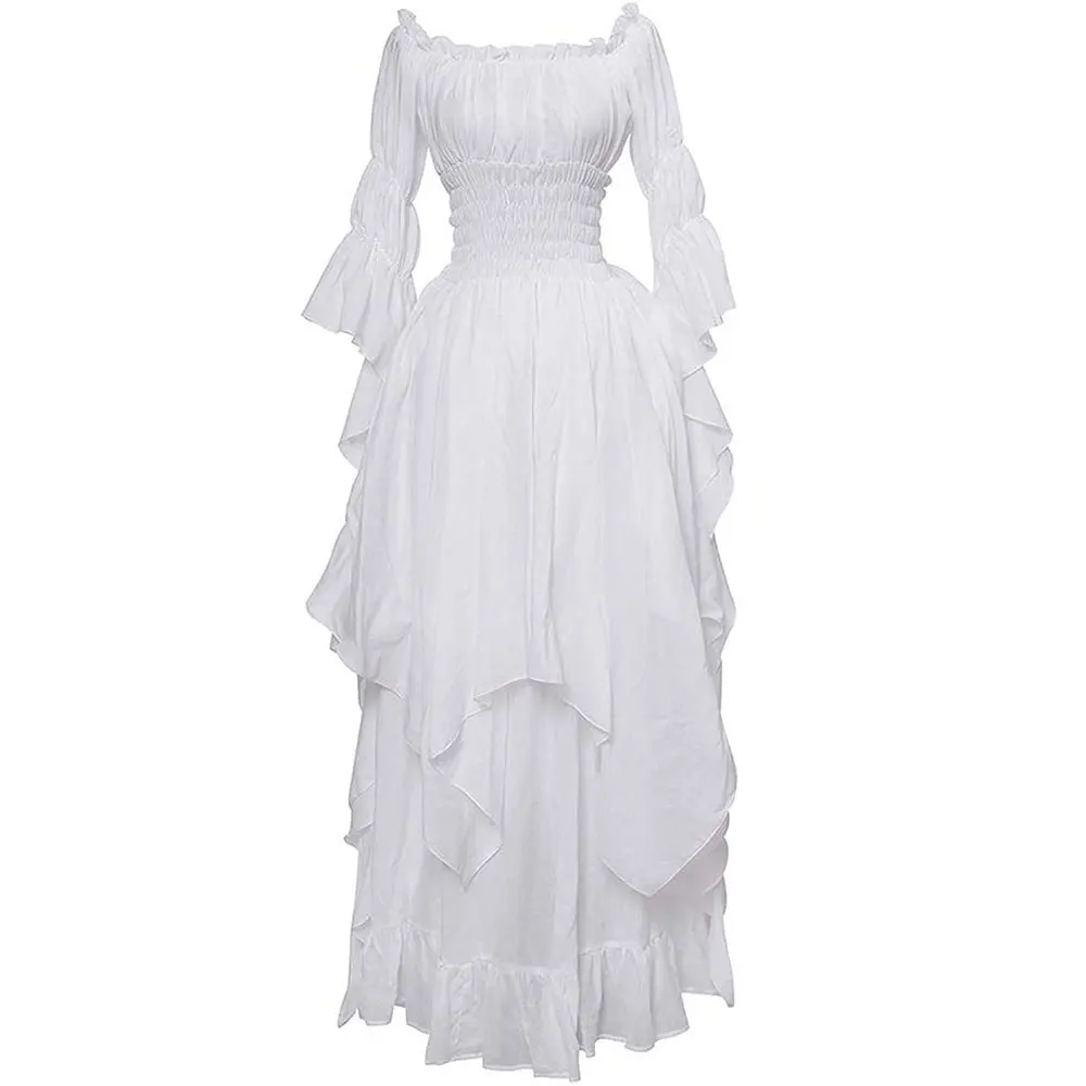 Vestido de princesa medieval vintage para mulheres, fino, renascimento, vintage, corte, halloween, carnaval, elfo cosplay, performance, outono