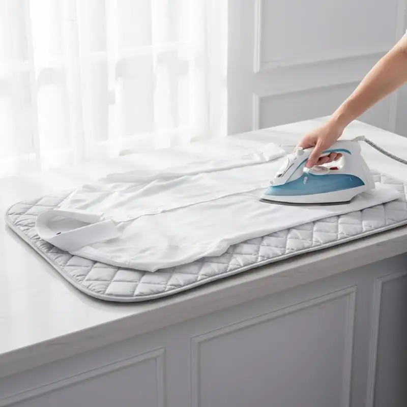 Travel Ironing Mat with Compact Portable Ironing Board Integrated Dryer Washer Feature Space Saver for Hotel Room RV Dorm