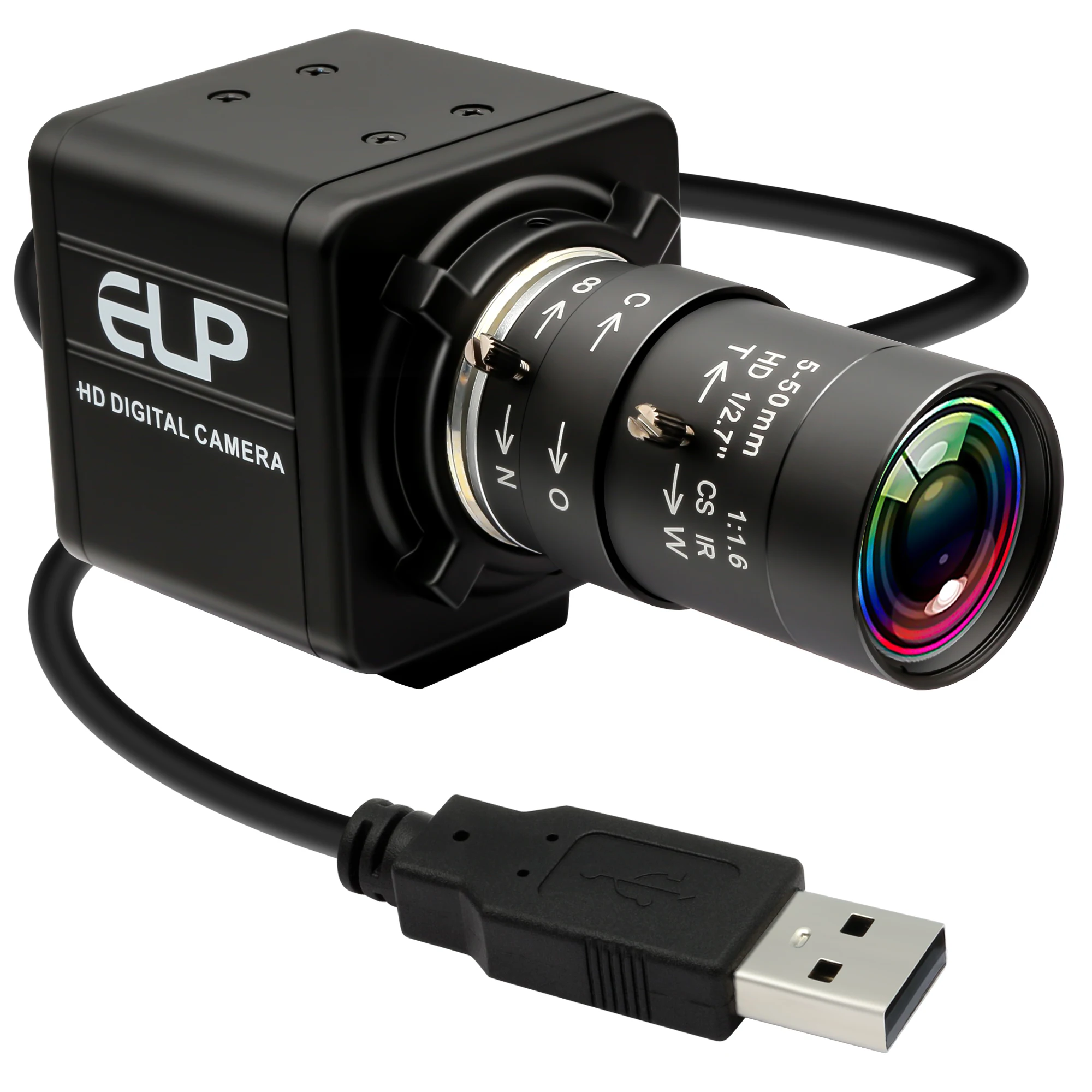 ELP 50FPS 5MP Global Shutter Camera Varifocal CS Lens Zoom Webcam 1080P 60fps High Speed Motion Camera For Industrial Machine