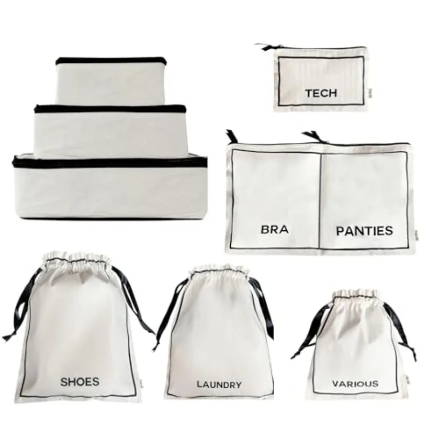

Packing Cubes for Travel: Nylon Luggage Organizers in Navy Blue with Compression Zipper, Lightweight Durable for Suitcase Organ