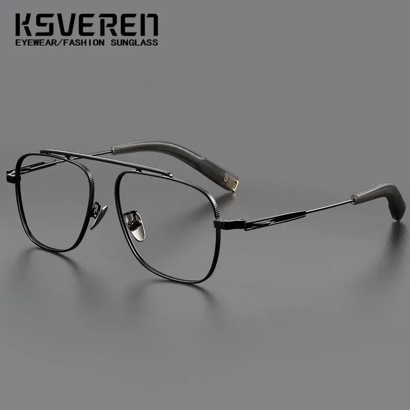 Fashion Anti Blue Light Reading Glasses Vintage Square Pure Titanium Eyewear Luxury Optical Prescription Glasses Frame For Men