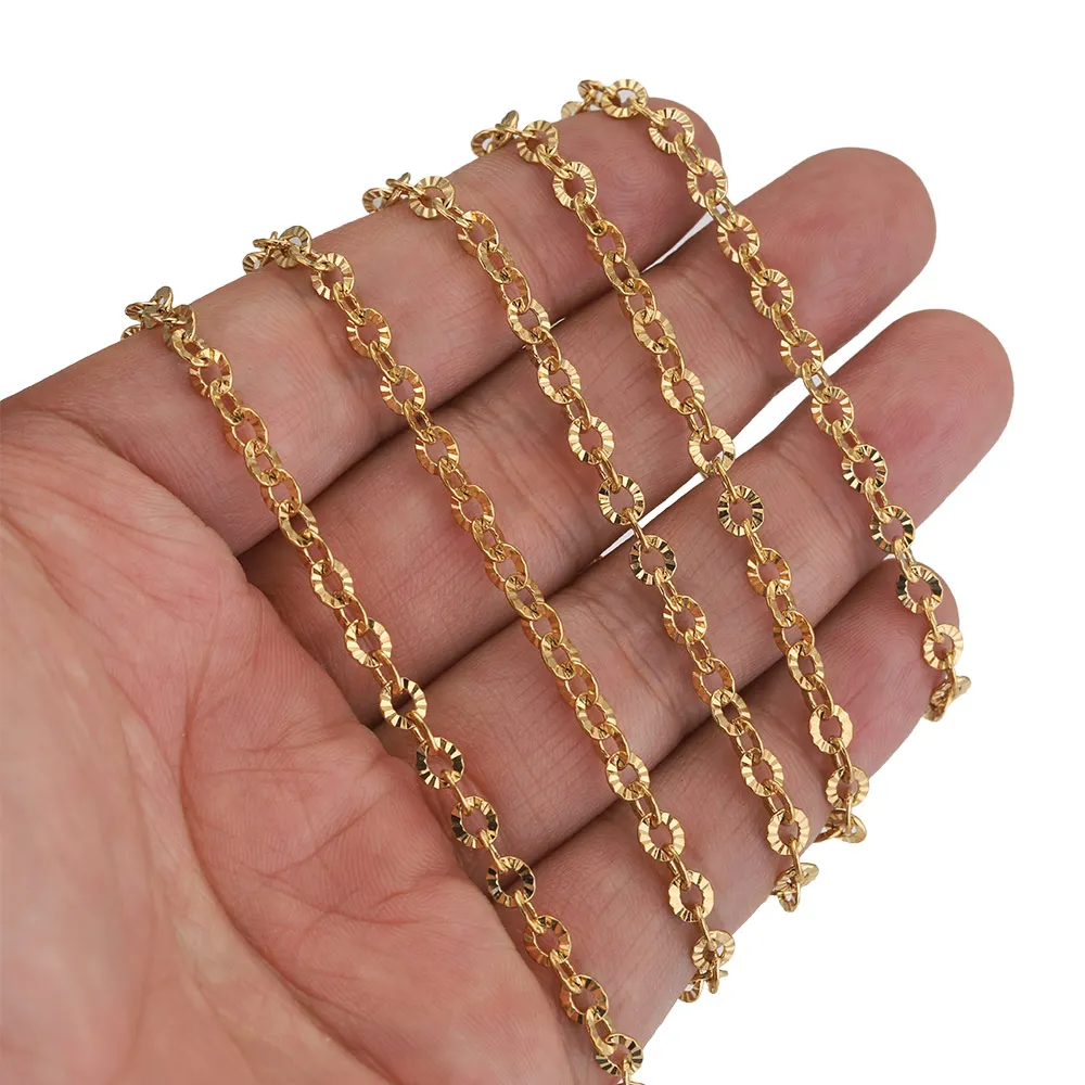 2m Lot Stainless Steel O Shape Oval Chain Cross Plated Gold Chains Link Roll for Jewelry Making DIY Necklace Bracelet Supplies