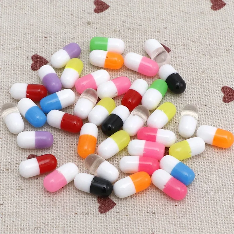 50-100pcs Half Hole Pill Capsule Resin Beads Loose Spacer Beads For Jewelry Making Resin Filling DIY Parts Craft Supplies