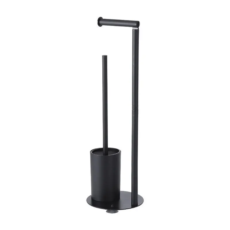 Floor-standing Toilet Paper Holder Multi-functional Tissue Holder for Bathrooms Black Toilet Paper Stand Toilet Brush Holder view 6