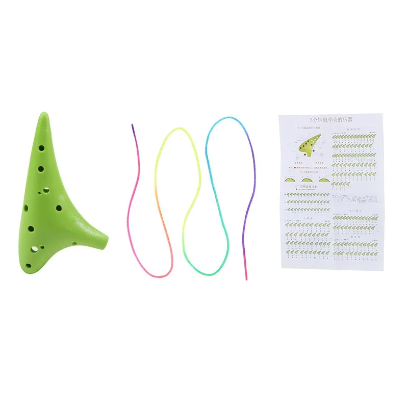 Ocarina Resin Plastic Alto C Tuning Ocarina New 12-hole Multicolor Flute Adult Children's Instrument (Random Color  Rope）