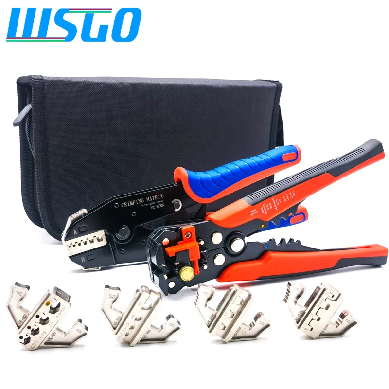 Crimping Tool Set Quick Plug-in Replacement Heat Shrink Ratchet Wire Cutters Non-Insulated Connector Solar Tool Set