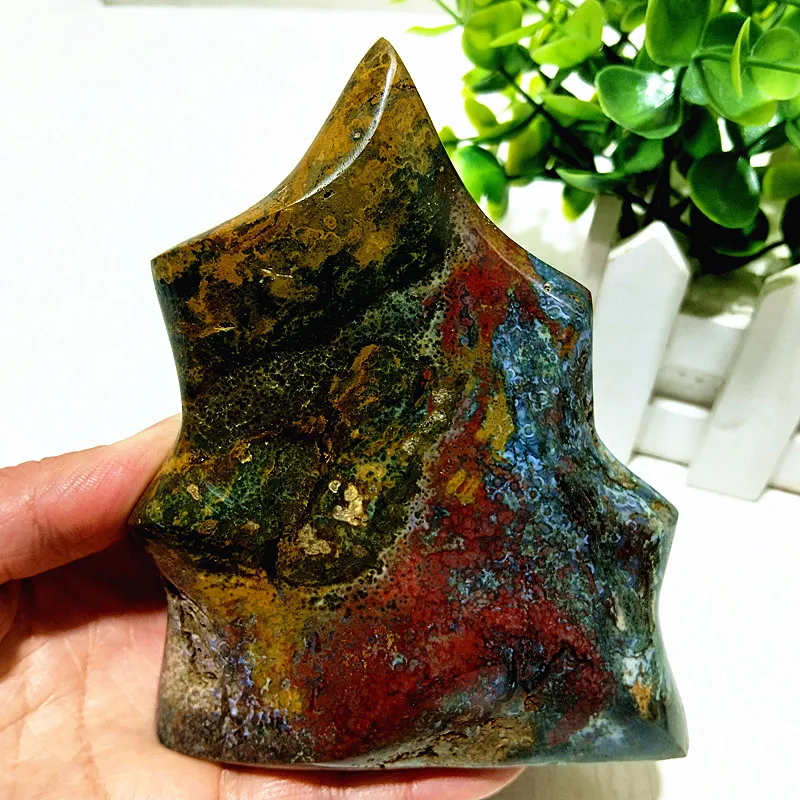 Natural Stone Ocean Jasper Torch Ice Cream Spiritual Meditation Reiki Healing Feng Shui Home Room Ornaments