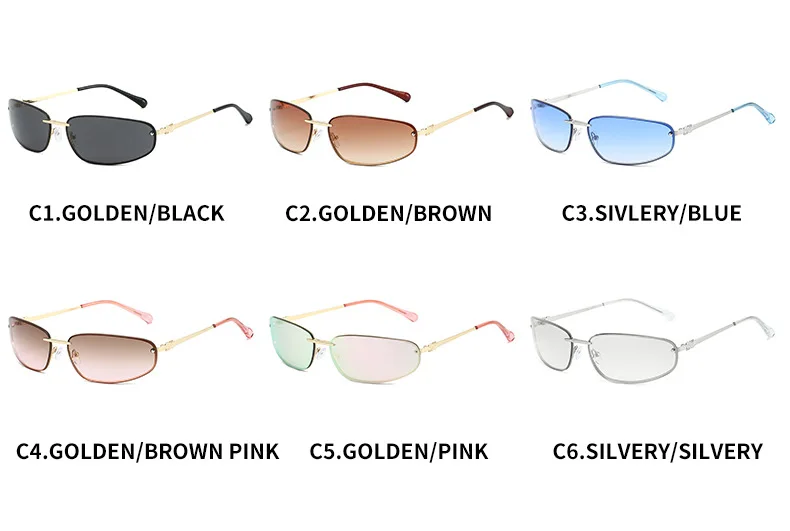 Neue Y2K-Sonnenbrille für Damen und Herren, Vintage-Legierung, kleine quadratische Hip-Hop-Sonnenbrille, Damen-Silber-Spiegelgläser, sexy Shades, Fahrbrille – Detail 7