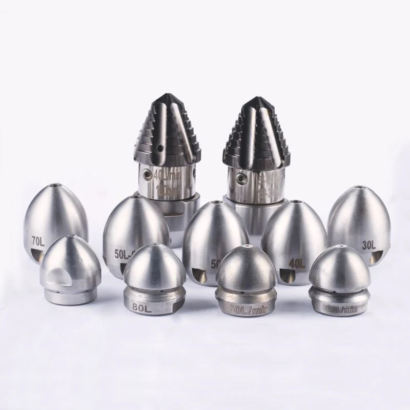 

1/2 Female Thread Front 1 Rear 6 Holes High Pressure Cleaning Machine Sewer Pipeline Dredging Water Mouse Nozzle Flushing Mine