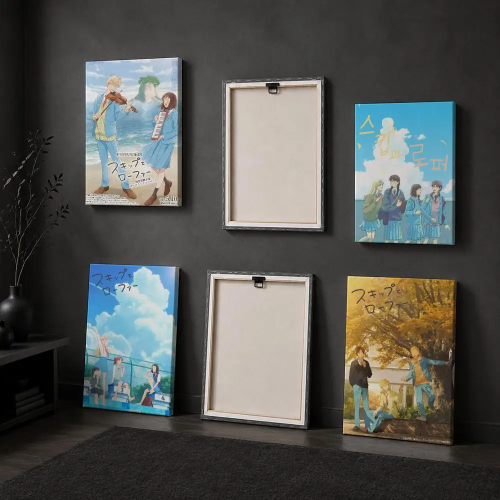 S-Skip And Loafer Anime Framed Wall Painting Wood Framed Canvas Poster HD Wall Art For Bedroom Hallway Bar Office Home Decor