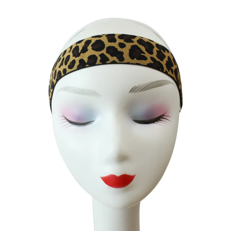 Europe and the United States 3.8cm wig head cover edge fixed with leopard print Velcro headband wig bands