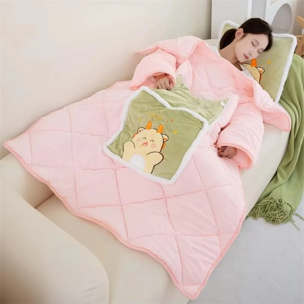 Winter Wearable Blanket Hoodie 2 in 1 with Sleeves Cozy Fleece Throw Wrap Warm Multi Functional Sweatshirt Blanket for Mom Women