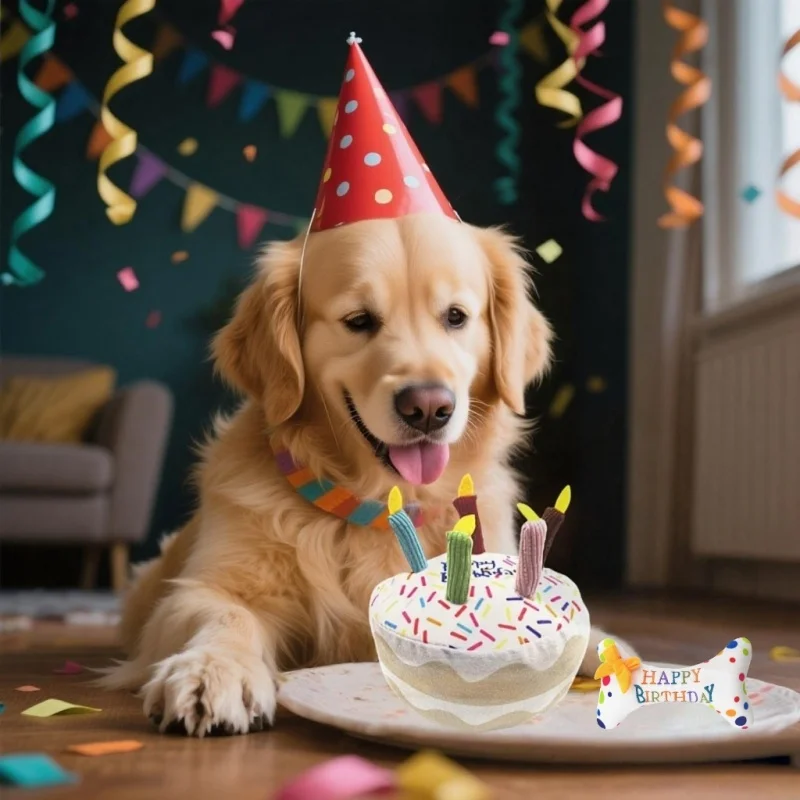 

Pet Dog Cake Shape Gift, Gnawing Toys, Pet Cat and Dog Teeth Grinding Plush Toys, Gnawing Toys Keep Your Teeth Healthy