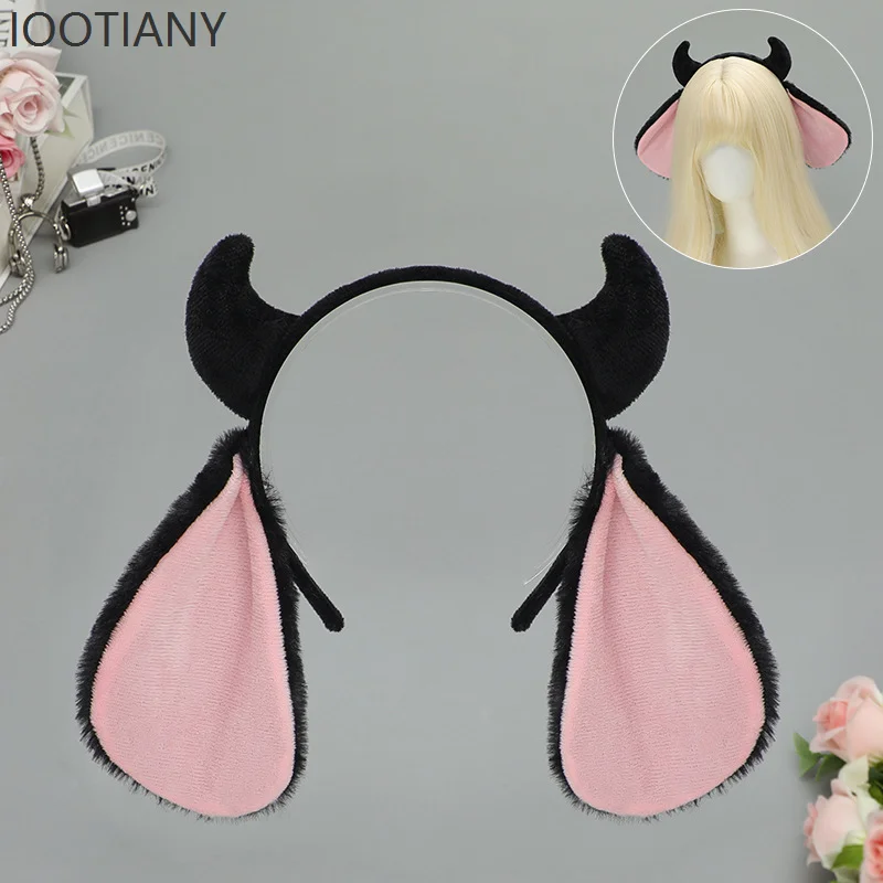 Women's Lolita Plush Sheep Horns Sheep Ears Headband Cute Animal Headdress Cosplay Party Performance Costume Dress Up Props